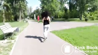Russian babe leggings poop in a park, ScatKings.com Scat Porn 6 ScatKings.com Scat Porn